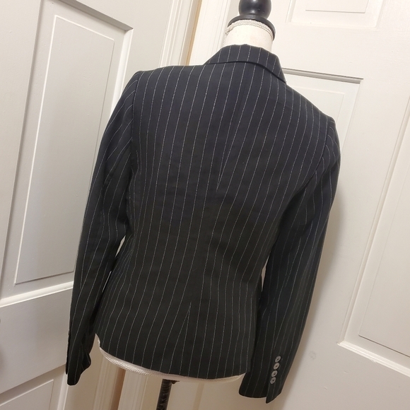 H&M Black & White Striped Linen Blazer Career, Casual Size 8 - Picture 9 of 11
